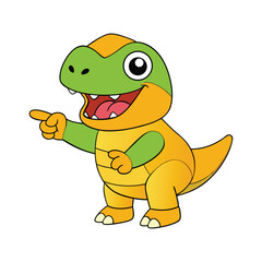 Funny Dinosaur Cartoon Character Pointing Illustration