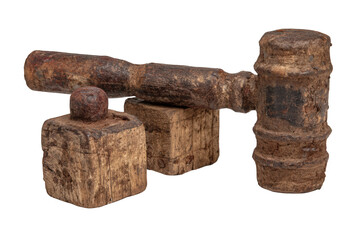 Antique Rusty Nutcracker Tools Set on Transparent Background