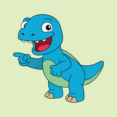 Funny Dinosaur Cartoon Character Pointing Illustration