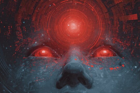 Abstract digital portrait of a futuristic face