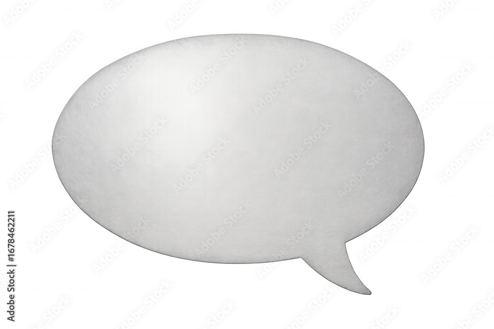 Poster silver metallic empty speech bubble floating on a transparent background, ideal for inserting text o
