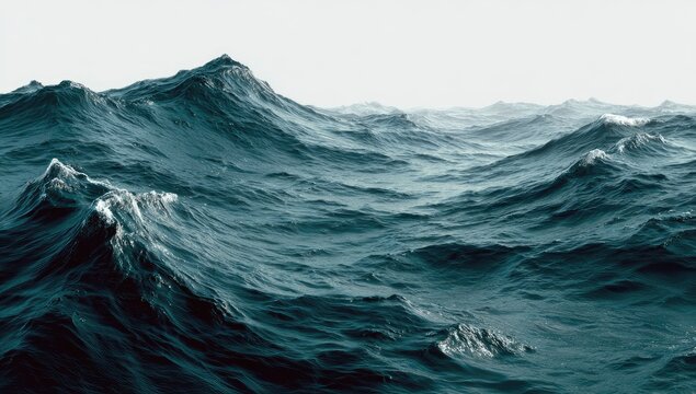 Vast, turbulent ocean waves, a landscape of dark blue water