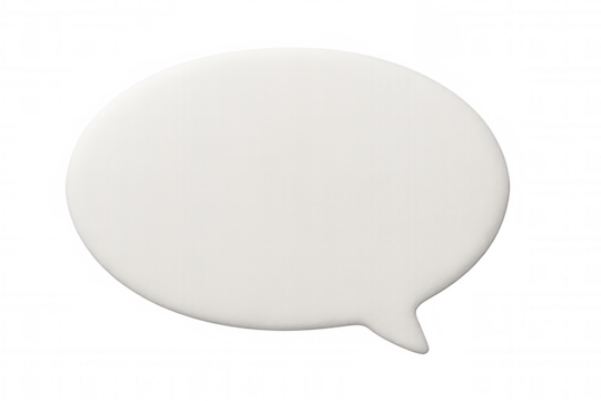 Speech bubble hovering against transparent backdrop, representing clean communication design element for messaging purposes