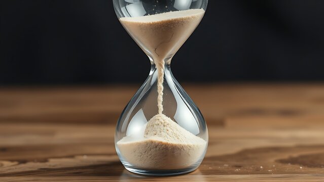 An hourglass with sand escaping through cracks, illustrating the fragility of time and memory.