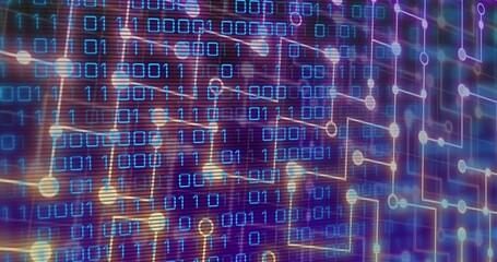 Animation of glowing moving columns over processor curves