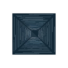 Abstract Geometric Tunnel With Dark Blue Square Frame Perspective