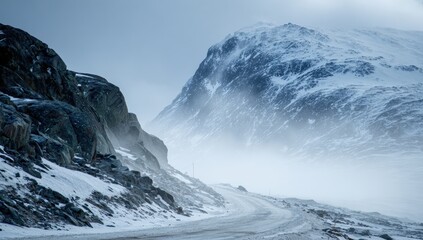 Snowy mountain pass road (2)