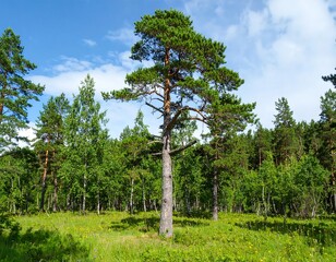 Fototapeta premium Majestic pine tree in a summer forest
