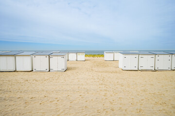 Naklejka premium View of the beach on the Belgian North Sea coast near Knokke-Heist. 