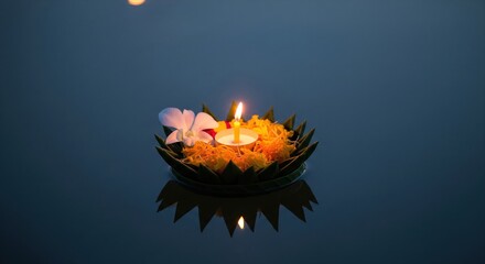 Krathong Floating on Water