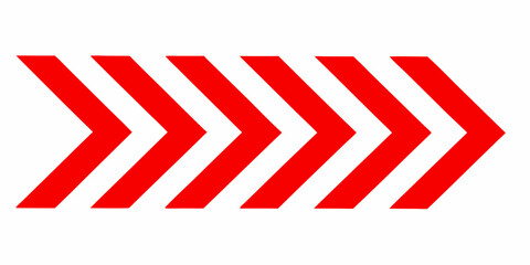 Abstract pattern of repeating red chevron arrows pointing to the right on a white background
