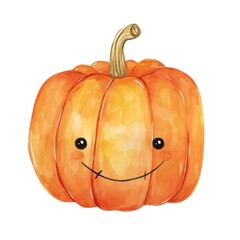 Obraz premium Pumpkin with halloween face illustration cute art.