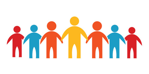 Colorful Paper Chain People Holding Hands Symbolizing Unity and Diversity