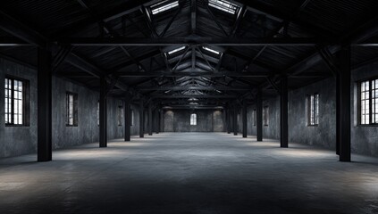 Empty industrial warehouse interior (4)