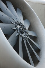 Close-up of Aircraft Jet Engine Fan Blades