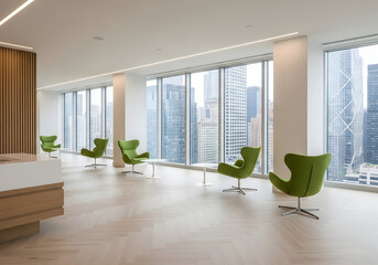 Living Room Modern Interior Luxury — Penthouse Skyline at Sunset