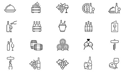 Wine icons set. vector