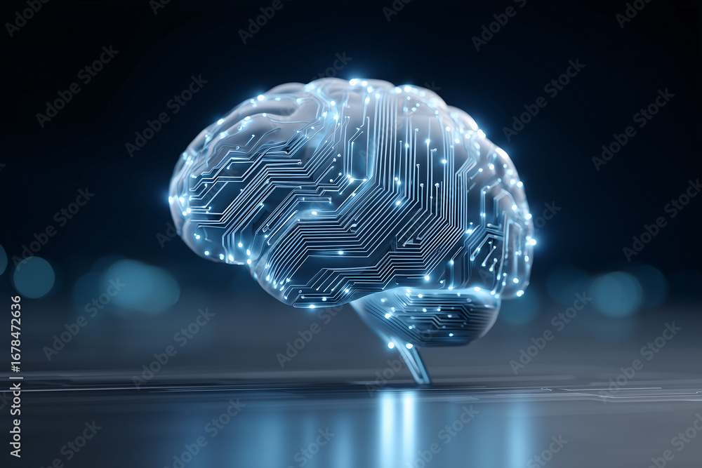 Aufkleber the digital brain of artificial intelligence. a conceptual representation of a human brain composed 