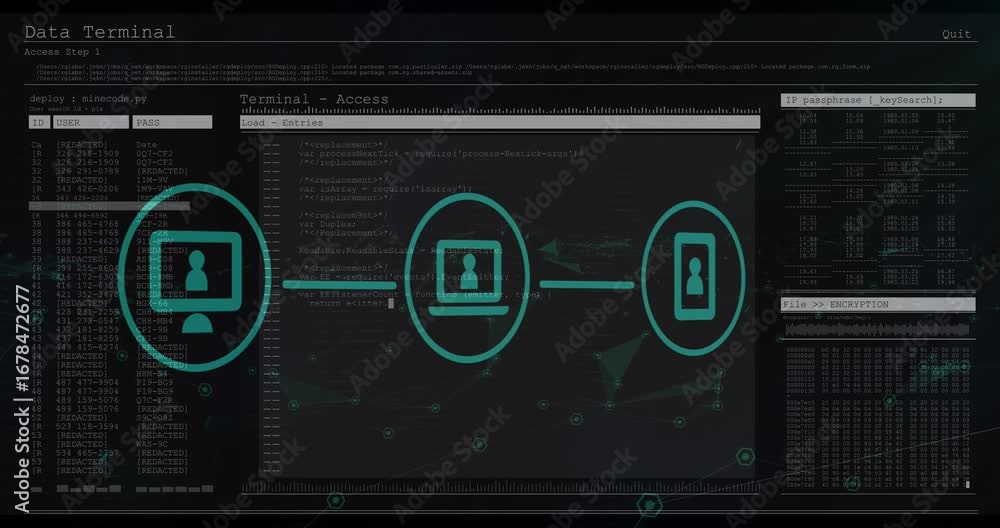Aufkleber animation of data processing and scanning on screen