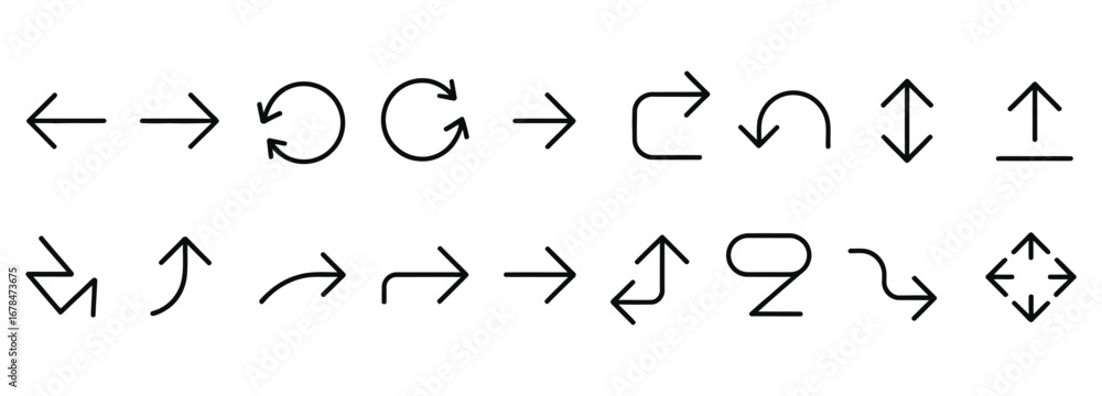 Wall mural webenhance your designs with this versatile set of minimal black arrow icons for navigation, directi
