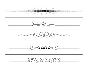 Elegant divider elements featuring line art with decorative flourishes and embellishments