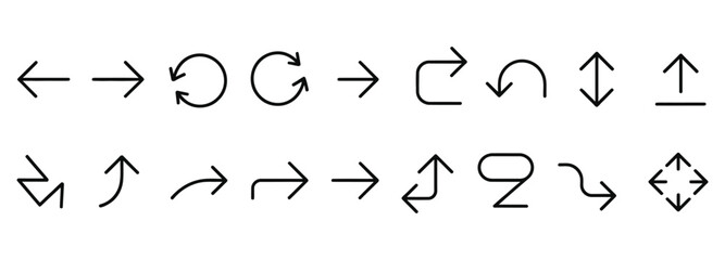 WebEnhance your designs with this versatile set of minimal black arrow icons for navigation, direction, and user interface elements, perfect for modern websites and apps