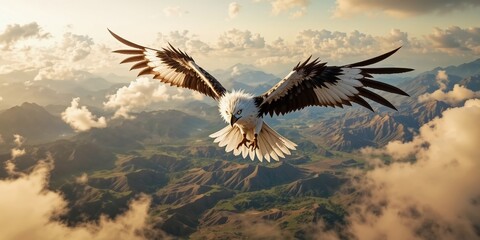 Obraz premium White-tailed Kite in Flight Over Open Countryside