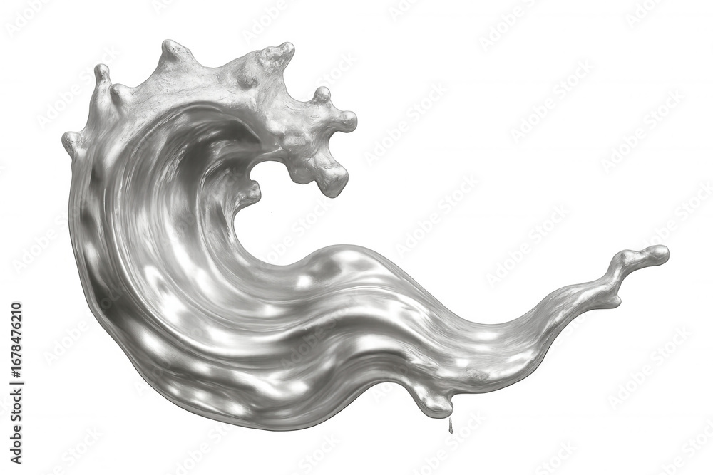 Poster liquid mercury dramatically splashing, creating dynamic silver wave against transparent surface