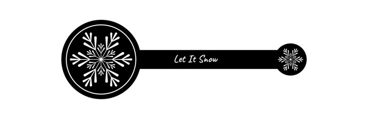 Snowflake outline lid label stands as a circle icon in black and white, ideal as a seal for package or box. Elegant christmas decoration and shipping accent in minimal, festive style. © moonnoon