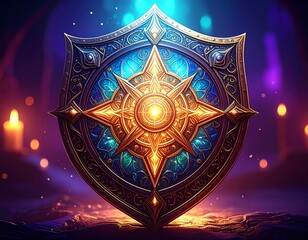 Ornate shield with glowing center