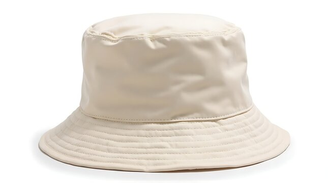 beige bucket hat isolated white background