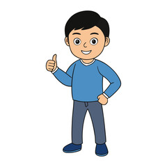 A cheerful cartoon man smiling and giving a thumbs up, expressing positivity and encouragement
