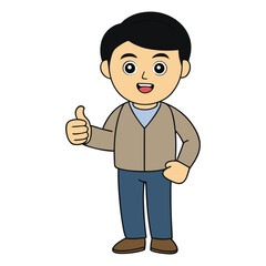 A cheerful cartoon man smiling and giving a thumbs up, expressing positivity and encouragement