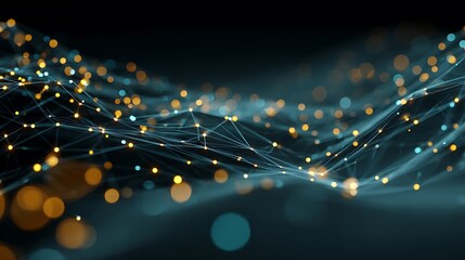 Abstract Network Connected Dots and Glowing Nodes in the Digital Realm