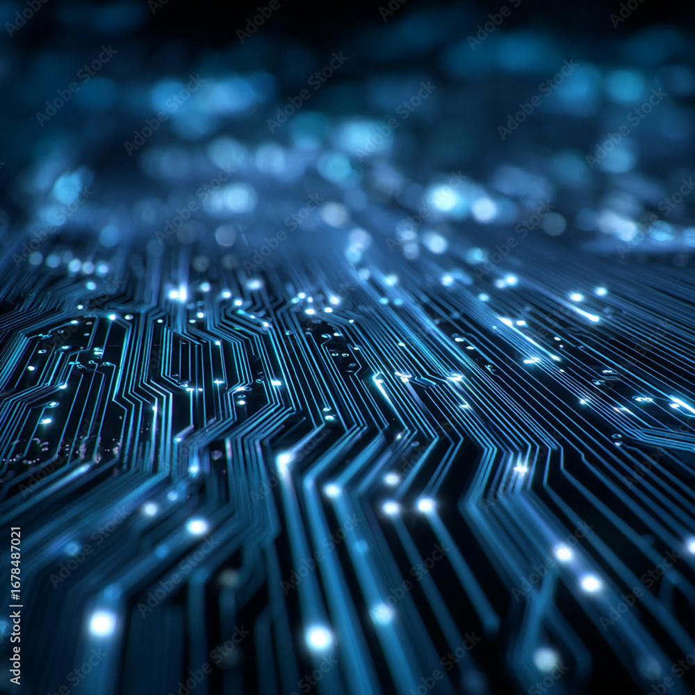Poster abstract circuit board futuristic technology processing background. generative ai.