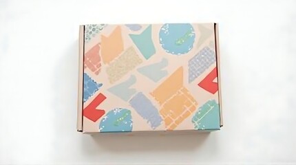 Fototapeta premium colorful abstract patterned cardboard box on white background