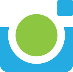 abstract vector background with circles Abstract camera icon with a green circle a blue square and a rounded frame perfect for photography