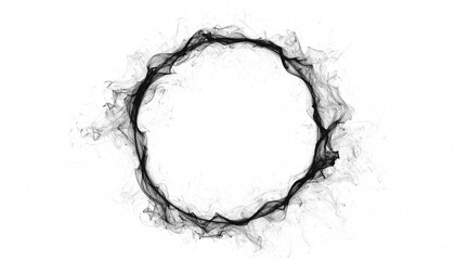 PNG black smoke curling into a soft wave wrapping around a circle, perfect for abstract, mystical, fantasy