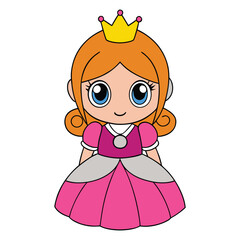 Vector cute little baby girl dressed as princess.