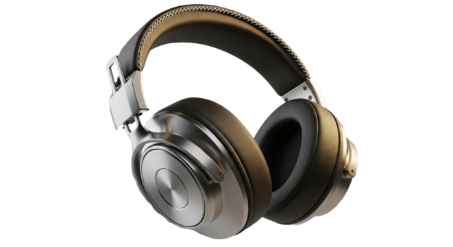  Luxurious headphones 3d rendered, isolated on transparent background