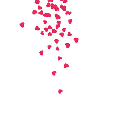 Festive Red Heart Confetti Falling Against a Clean White Background in a Playful and Romantic Design