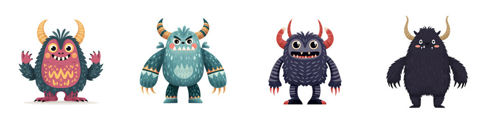Cute Cartoon Characters - Colorful Furry Creatures Illustration