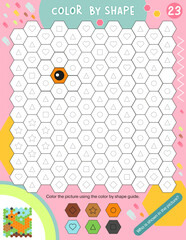 Activity Page for Kids Activity Book. Printable Sheet with Coloring Activities – color grid using shape key to make squirrel. Vector illustration. Puzzle with answer.