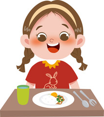 Kid will eating the meal