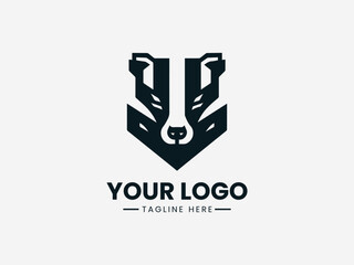 Obraz premium Minimalist modern bear head with geometric shapes and clean lines vector logo
