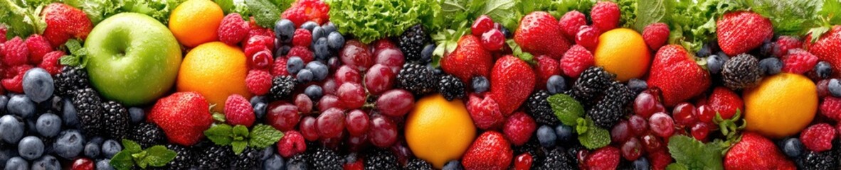 Obraz premium Colorful array of fresh fruits and berries
