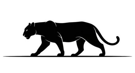 Black Panther Walking Silhouette Vector Illustration isolated on white background graphic