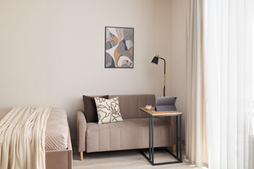 A Beautifully Designed Modern Cozy Living Space Featuring Stylish and Inviting Decor