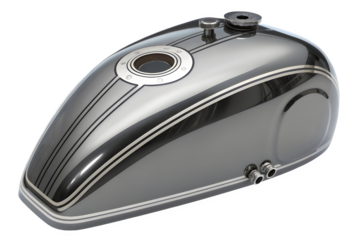 Vintage motorcycle fuel tank isolated on transparent background with custom design