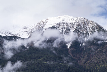Snowcapped mountain peak of spanish pyrenees.